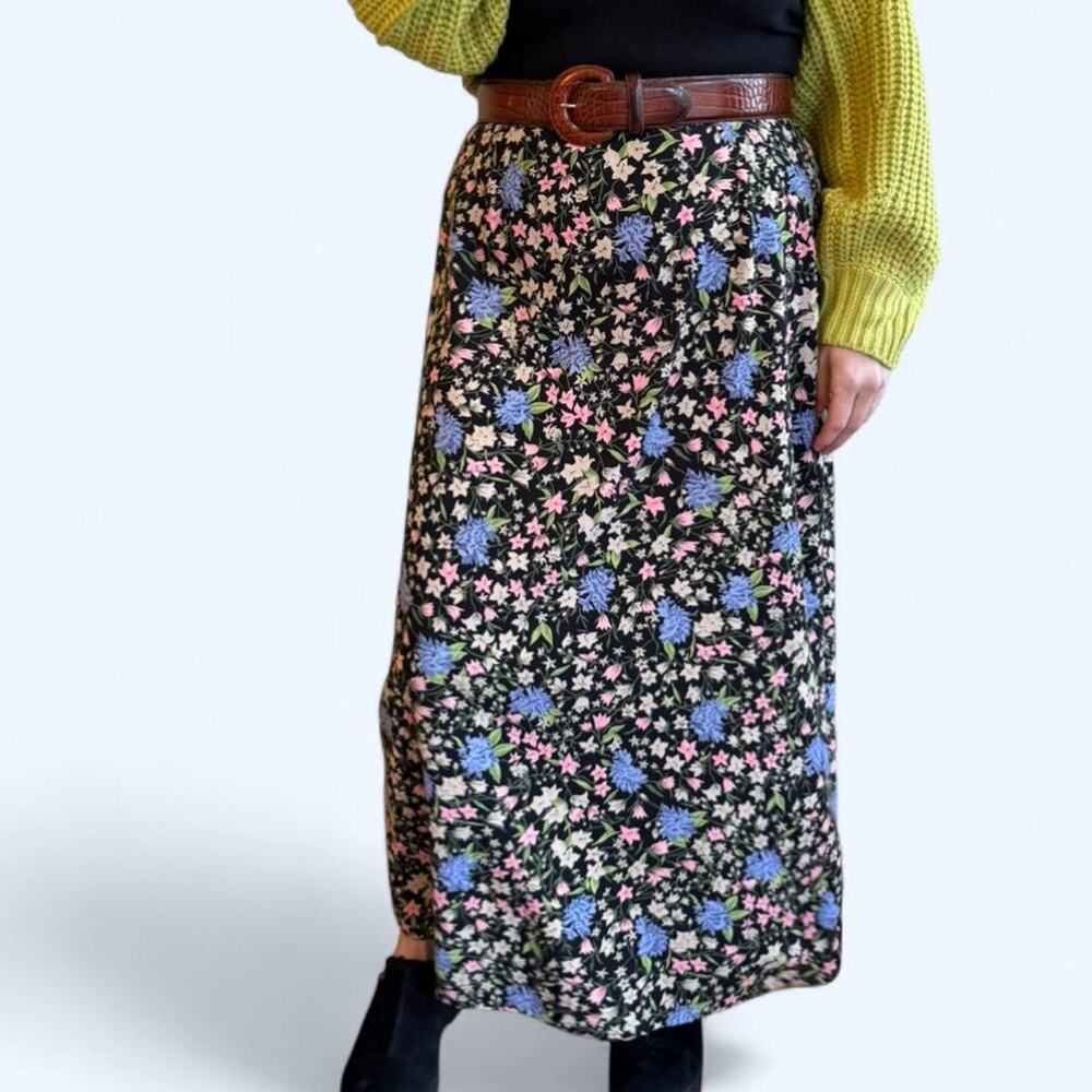 Vintage 90s floral multicolored sag harbor skirt women's size medium
